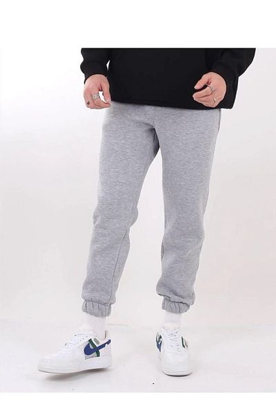 THE WHITE Men's Gray Sweatpants with Elastic Legs