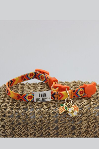 CARAMELOS Güvenlik Kilit İsimli Kedi Tasması-Sallanmayan İsimlik-Çelik Kedi Künyesi- Kedi isimlik-Safety Click