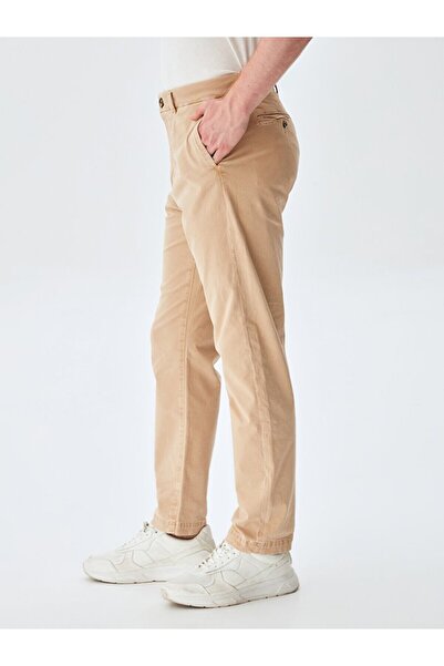 Ltb Textured Comfortable Cream Trousers