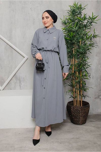 Moda Rosa 23y3308 - Gray - Basic Dress