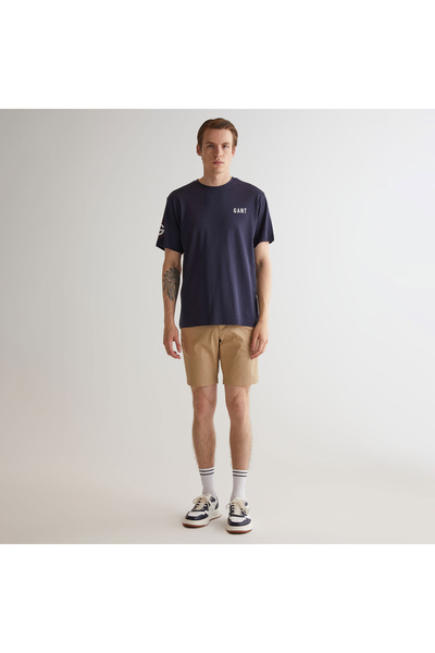 Gant Erkek Lacivert Regular Fit Bisiklet Yaka Logolu T-shirt