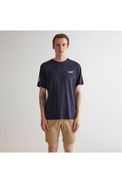 Gant Erkek Lacivert Regular Fit Bisiklet Yaka Logolu T-shirt