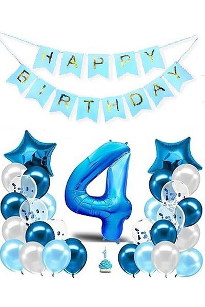 DÜVENCİ TİCARET Blue Color Age Balloon Set