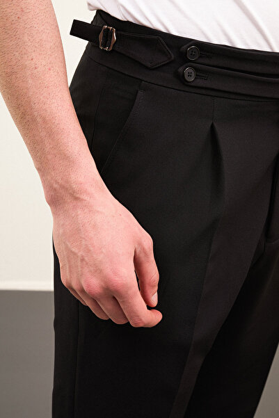 Mcr Прямі брюки Super Slim Fit з поясом на пряжці та складками, чорні - 38259.24Y