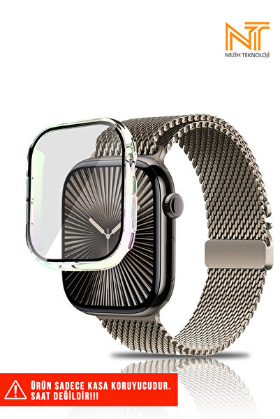 Nezih Case Watch Serisi 10 46mm Uyumlu Sert PC Kasa Metal Kaplama (Electropla...