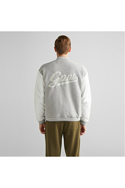 Gant Erkek Gri Relaxed Fit Hakim Yaka Logolu Bomber Ceket