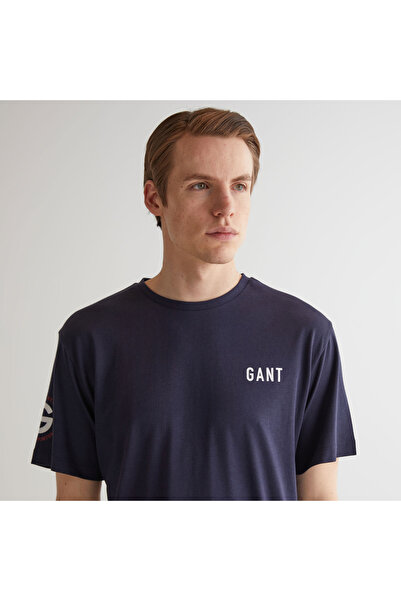 Gant Erkek Lacivert Regular Fit Bisiklet Yaka Logolu T-shirt