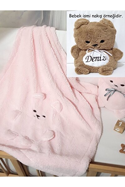 bebek_iklimi İsim Nakışlı Battaniye Ayıcıklı Pelüş Pembe   *** Muhteşem bir h...
