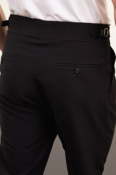 Mcr Прямі брюки Super Slim Fit з поясом на пряжці та складками, чорні - 38259.24Y