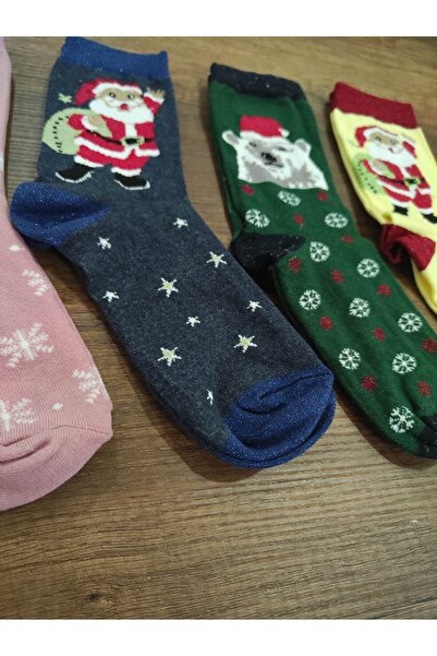 Leement socks Women's New Year's Stockings 4 Pairs Cotton Patterned New Year