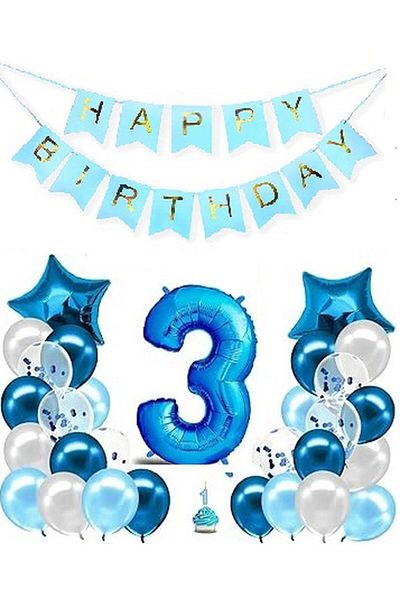 DÜVENCİ TİCARET Blue Color Age Balloon Set