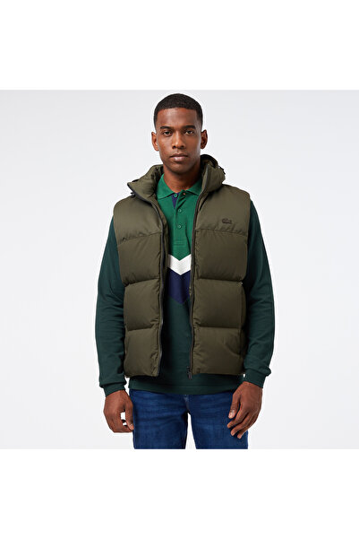 Lacoste Erkek Kapüşonlu Koyu Yeşil Şişme Yelek