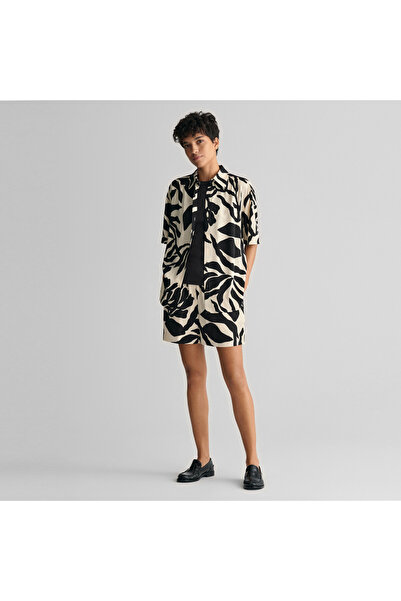 Gant Kadın Krem Relaxed Fit Desenli Şort