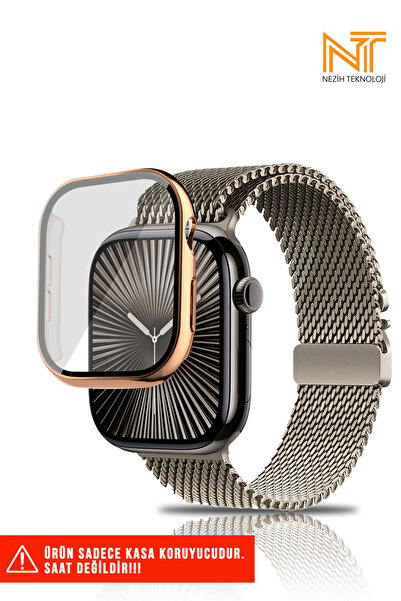 Nezih Case Apple Watch Serisi 10 46mm Sert PC Kasa Metal Kaplama (Electroplat...