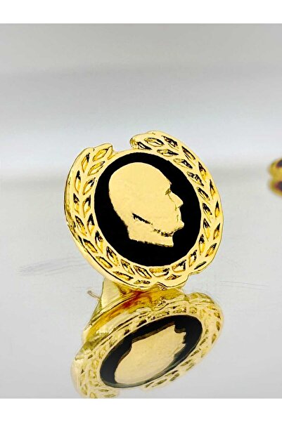 YÖRÜK TASARIM Atatürk Gold Kaplama Mine Boyalı Yaka Rozeti