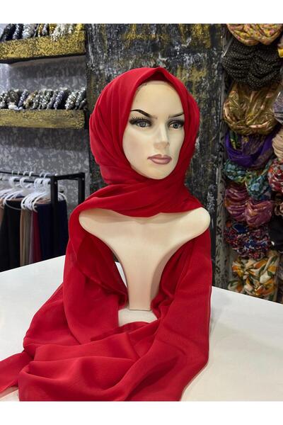 zagreus Kadın kırmızı janjan şal uzunluk 2.50metre abiye- abayalar için