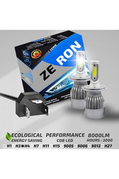 ZERON Xenon H4 Led Araba Far Ampül Xenon Led Uzun Kısa  Şimşek Etkili