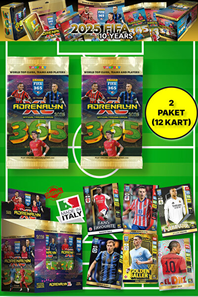 Panini Adrenalyn Fifa 365 - 2025 Official Trading Card Player Cards - 2 PACKS (12 CARDS)