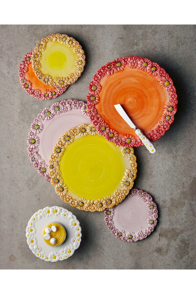 Edelweiss ITALY Camomilla Kırmızı Seramik Kek Standı 36 Cm