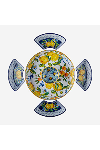 CHIARA ALESSI Capri Mavi Melamin 5 Bölmeli Servis Tepsisi 39 Cm