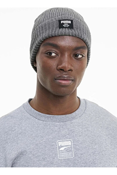 Puma Unisex Gray Ribbed Classic Beanie - Beanie 02283106