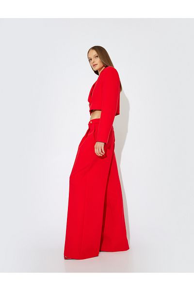 Koton X Zeynep Cushion – Falten-Palazzo-Hose mit niedriger Taille und detaillierten Taschen