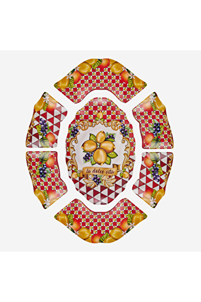 CHIARA ALESSI Capri Kırmızı Melamin Meze Tabağı 7 Parça