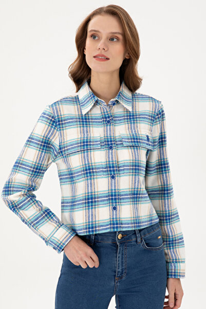 U.S. Polo Assn. Kadın Saks Uzun Kollu Gömlek 50291115-VR045