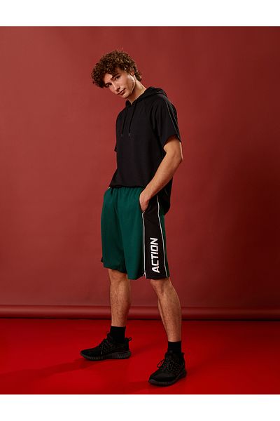 Koton Basic Basketball Shorts Lace Waist Print Detailed Breathable Fabric