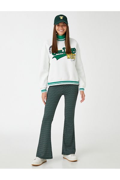 Koton Flared Leg Trousers Relaxed Cut