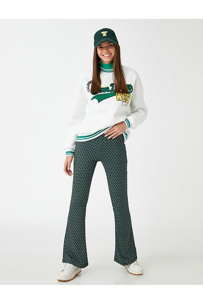 Koton Flared Leg Trousers Relaxed Cut