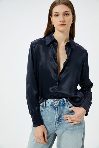 Koton Long Sleeve Satin Shirt - Buttoned Design