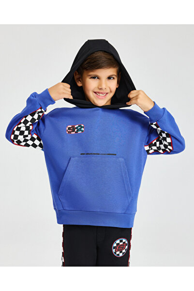 SKECHERS B LW Fleece Hoodie Sweatshirt Büyük Erkek Çocuk Mavi Sweatshirt SK242042-403