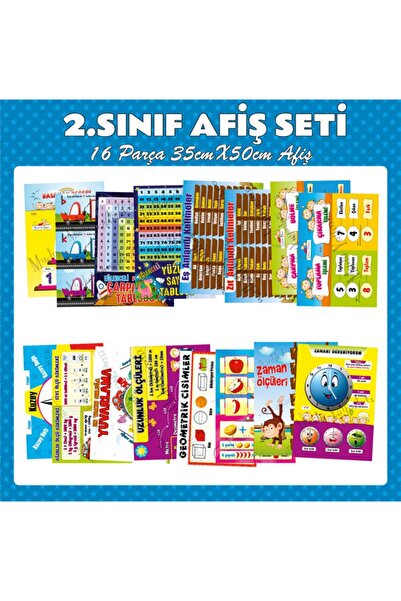 Etkinlikdenizi 2.sınıf Ders Afişi Seti (16 PARÇA)