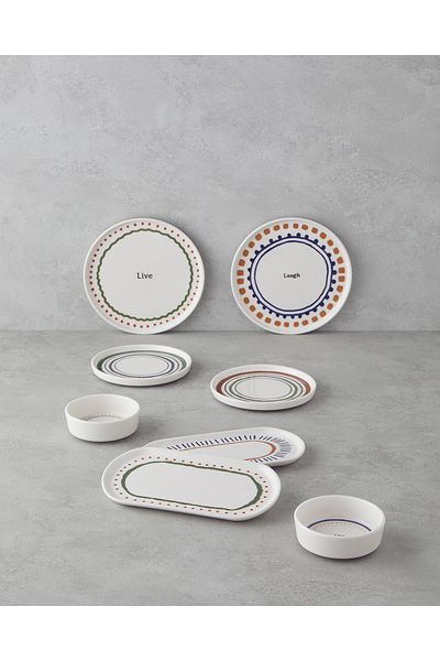 English Home Ceramic Breakfast Set - 14 Pieces, 6 Person, Colorful