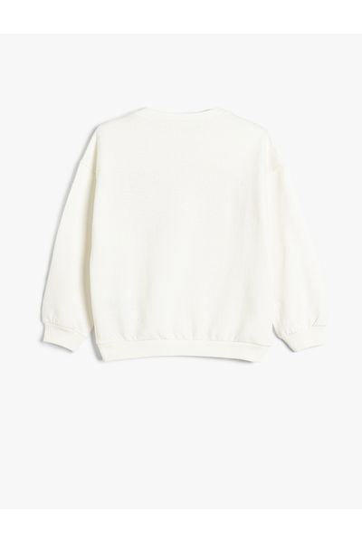 Koton Cotton Long Sleeve Sweatshirt - Crew Neck, Slogan Printed