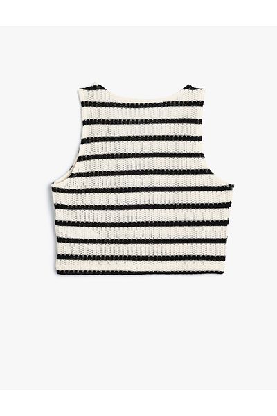 Koton Színes blokk Slim Fit horgolt felső - ujjatlan nyakú