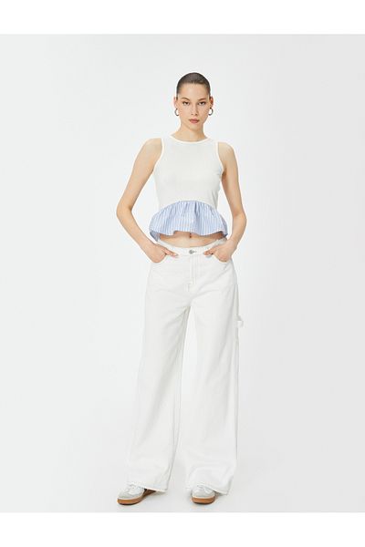 Koton Crew Neck Frilly and Double Fabric Undershirt