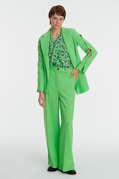 Exquise High Waist Wide Leg Crepe Trousers