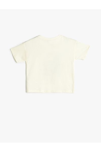 Koton Lion Printed Cotton Short Sleeve T-Shirt - Crew Neck