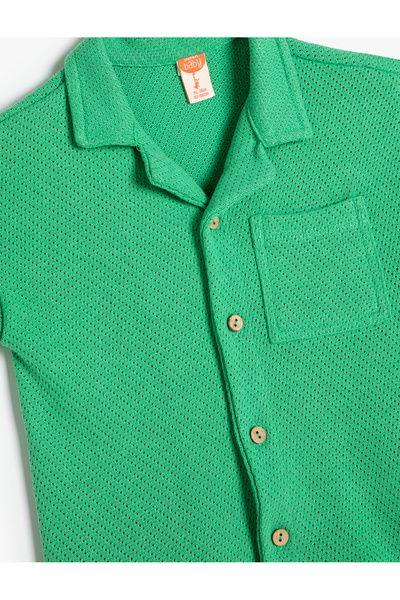 Koton Košile ze směsi bavlny s jednou kapsou - Krátký rukáv