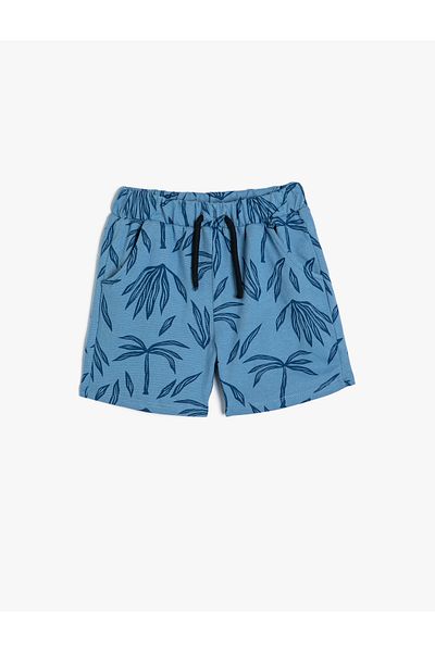 Koton Shorts Tie Waist Palm Printed Pocket Cotton