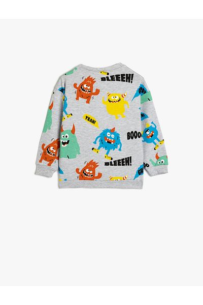 Koton Langärmliges Kapuzensweatshirt mit Monster-Print