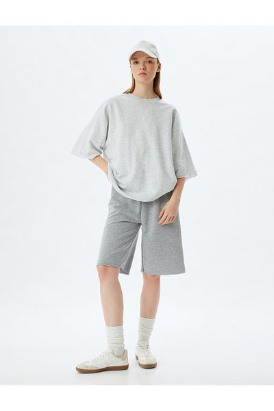 Koton Ψηλόμεσο Βερμούδα Oversize Φούτερ - Με κορδόνια