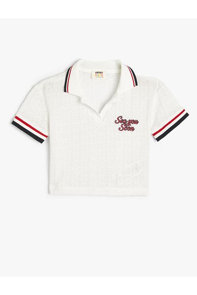 Koton Color Blocked Polo Neck T-Shirt - Print Detailed