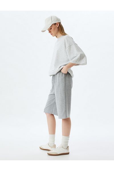 Koton Ψηλόμεσο Βερμούδα Oversize Φούτερ - Με κορδόνια