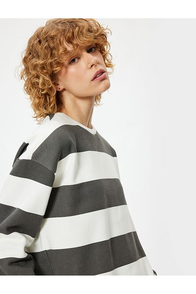 Koton Color Block Oversize Sweatshirt - Crew Neck, Long Sleeve