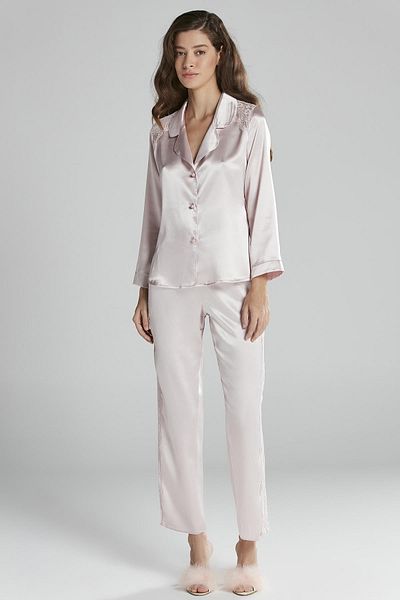 Pierre Cardin Satin Lace Women's Pajama Set - Senza Store 1438