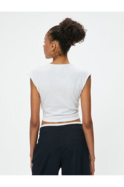 Koton Crew Neck Slim Fit Sleeveless Undershirt - Gathered Front