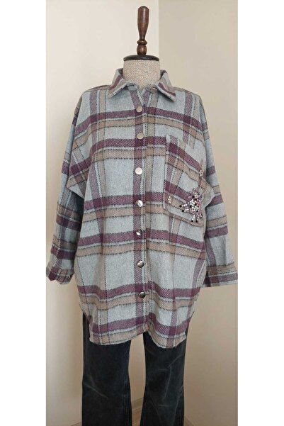 COTTOWOO Stone Detailed Oversize Lumberjack Shirt